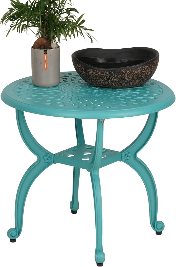 JARDIN DE CENTENNIAL Cast Aluminum Outdoor Side Table, Anti-Rust Outdoor End - Image 6