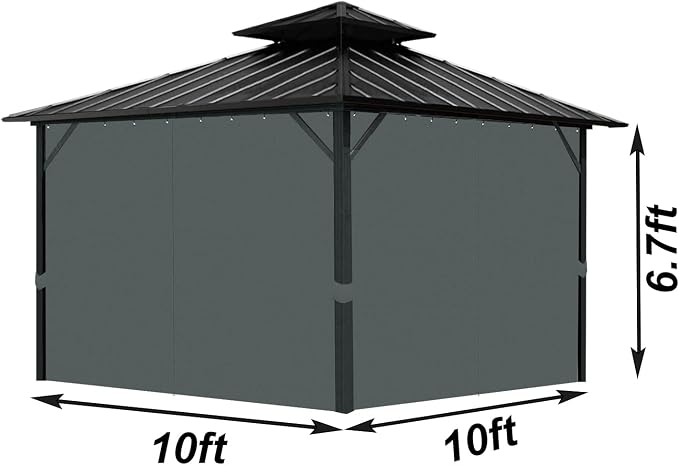 Gazebo Universal Replacement Privacy Curtain, 4-Panels Sidewall Curtains - Image 2