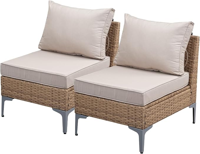 2-Piece Patio Furniture Set, Outdoor Wicker Sectional Sofa by OutdoorPatioFurnitureSet