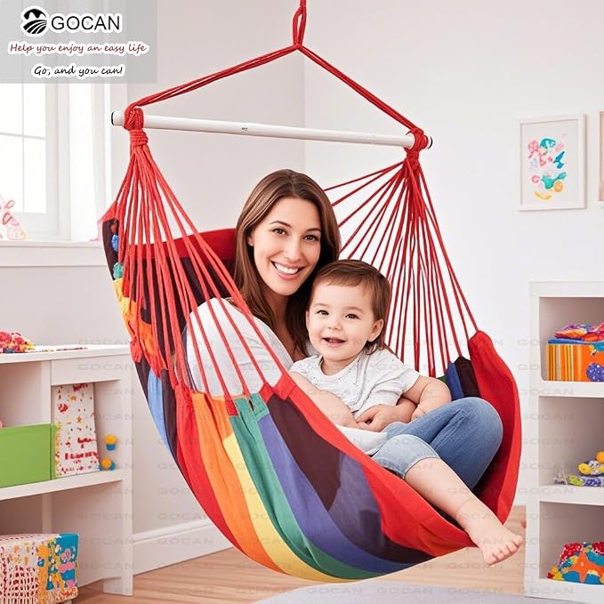 Hammock Chair Large Hammock Swing, 110 x 150cm Load 150kg, Cotton Hammock Chair - Image 3