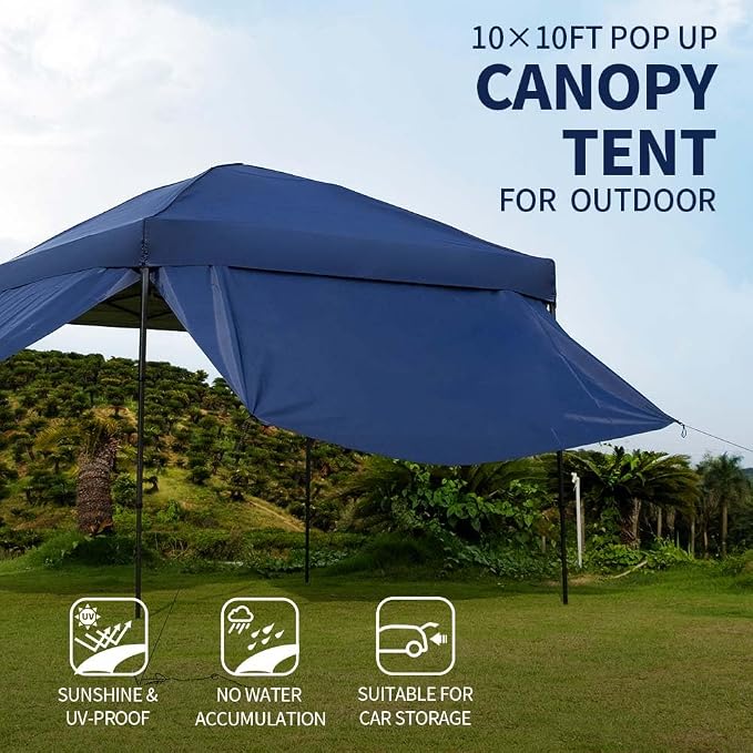 10x10 Pop Up Canopy Tent with 2 Sidewalls, Waterproof Shade Canopy with Sand - Image 2