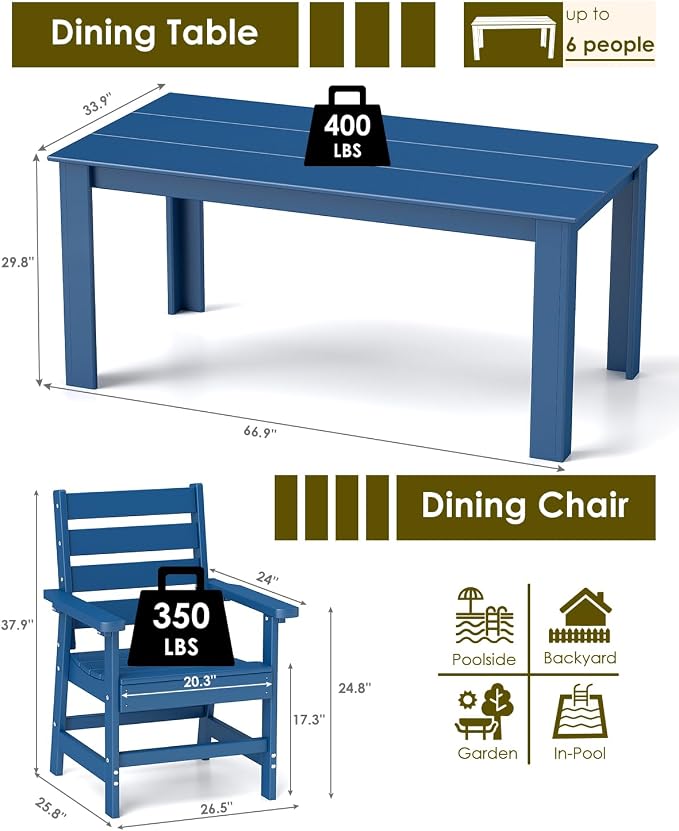 GREENVINES 5-Piece Outdoor Dining Set | HDPE | Patio Table and Chairs Sets - Image 2