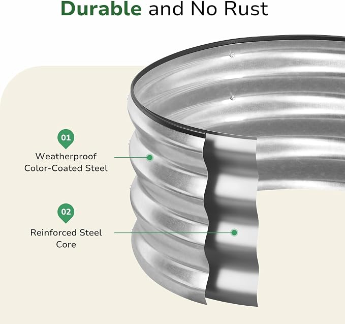 GreatBuddy 2x2x1 ft Round Galvanized Raised Garden Bed, Easy-Assembly Raised Bed - Image 5