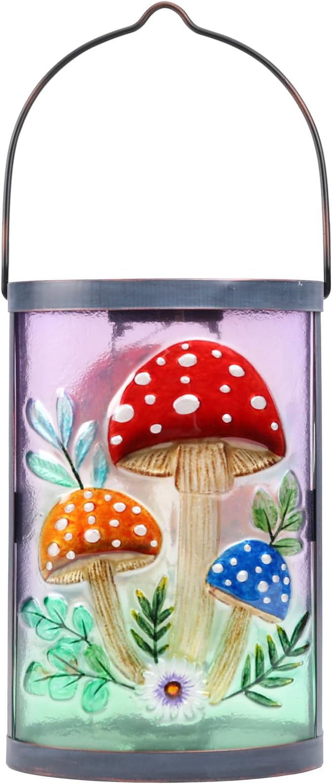 Hanging Solar Lantern Outdoor Waterproof Mushroom Solar Lights Glass Tabletop by MUMTOP