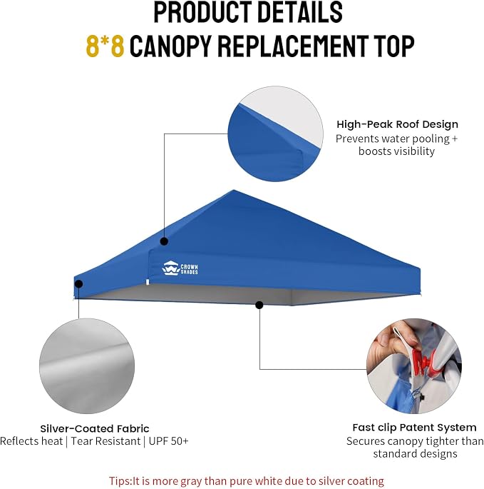 CROWN SHADES 8x8 Canopy Replacement Top - Image 7