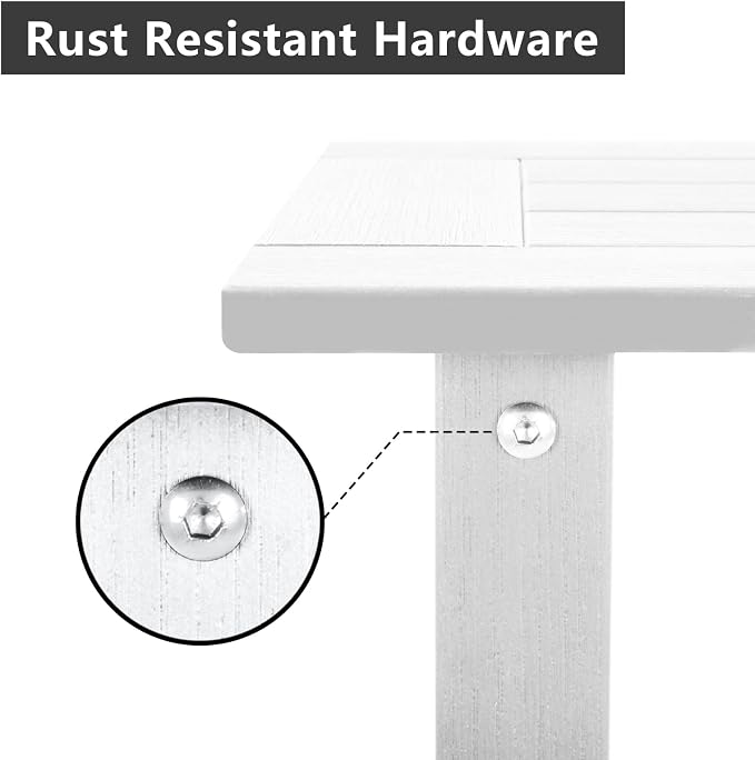 Double Adirondack Outdoor Side Table Weather Resistant, Patio Rectangular End - Image 4