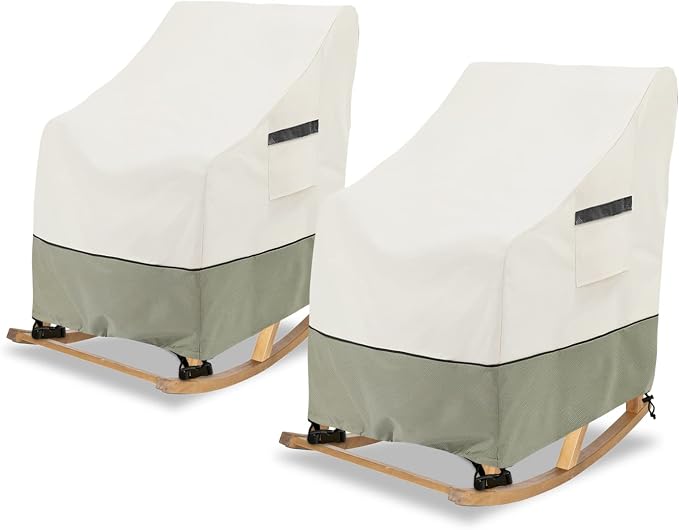 Outdoor Rocking Chair Cover 2 Pack, 100% Waterproof Heavy Duty Outdoor Chair by LSongSKY
