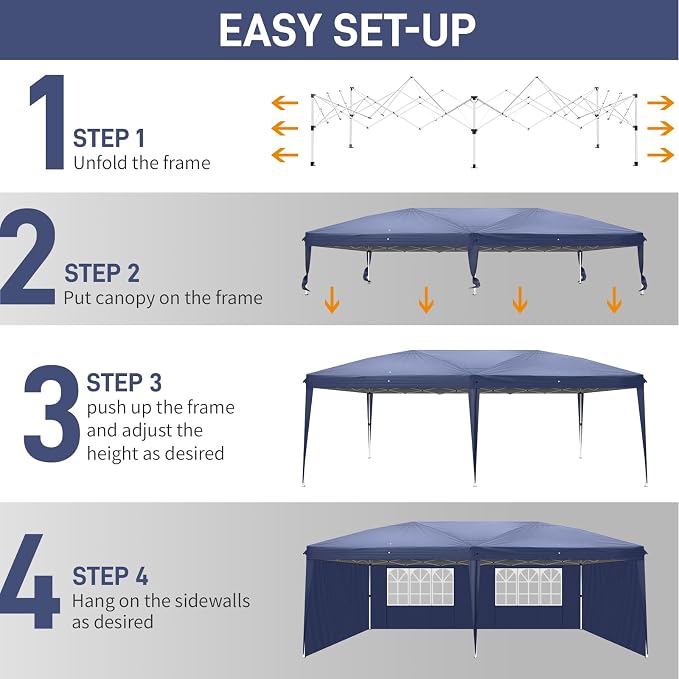 Outvita 10x20ft Pop Up Canopy Tent, Outdoor Instant Shelter Folding Canopy - Image 3