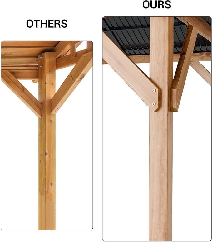 GarveeLife Hardtop Wood Gazebo 10 ft x10 ft - Image 3