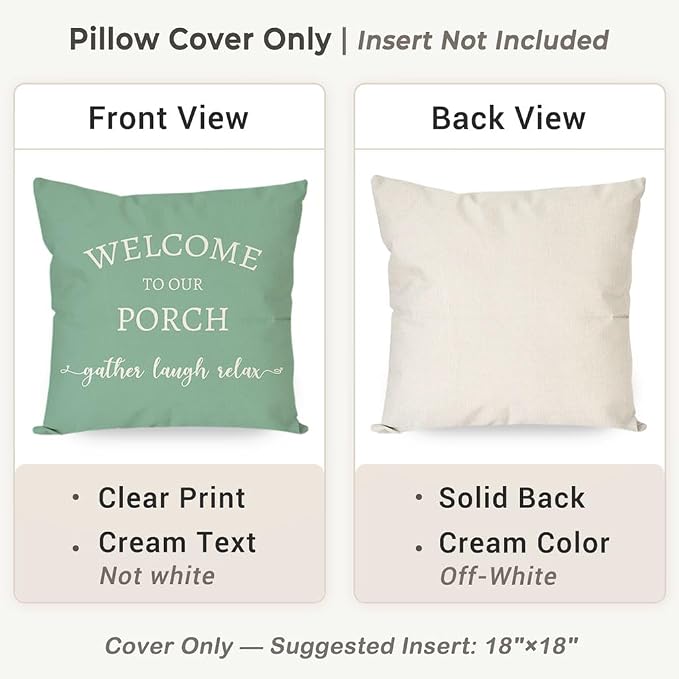PANDICORN Welcome to Our Porch Stay Awhile Green Farmhouse Decorative Throw - Image 4