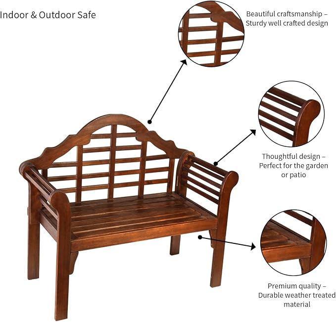 Plow & Hearth Weatherproof Lutyens Eucalyptus Wood Garden Bench | Foldable - Image 6