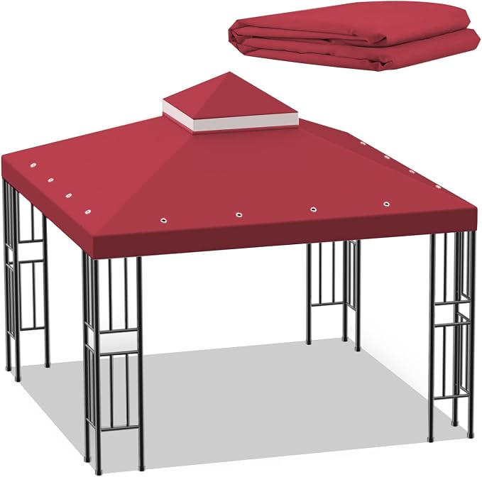 Sumfaller 10x10 FT Gazebo Replacement Canopy Top Cover Double Tiered Canopy Top by Unknown