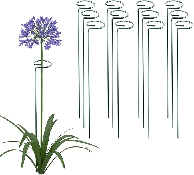 12 Pack 16 Inch Plant Support Stakes, Metal Single stemmed Flower Support by ThealynGardens
