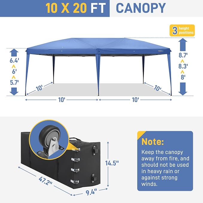 VINGLI Pop Up Canopy Tent with Sidewalls, Outdoor Gazebo Canopy Tent, Patio - Image 3