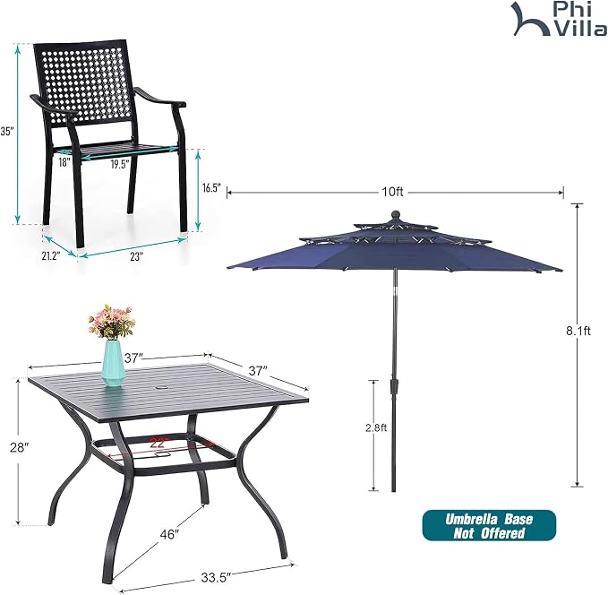 PHI VILLA 5 Pieces Outdoor Dining Set - Image 9