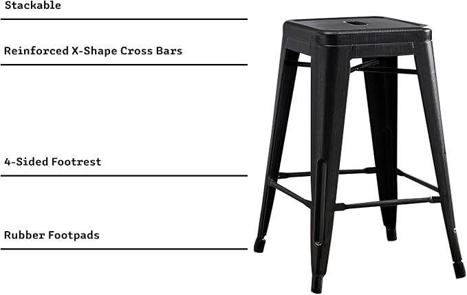 AC Pacific 24” Metal Backless Barstool Set of 2 – Country Rustic Style - Image 5