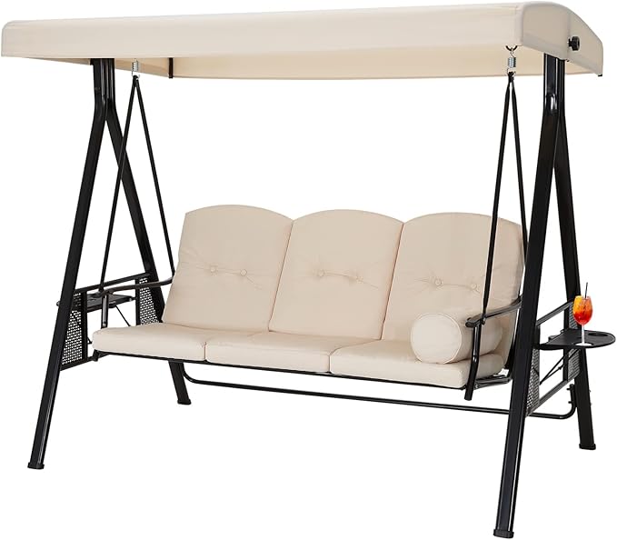 AECOJOY Outdoor Porch Swing, 3-Seat Porch Swing - Image 4