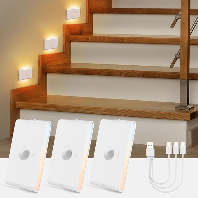 wowatt Rechargeable Motion Sensor Night Light, Dimmable Stair Lights Indoor - Image 9