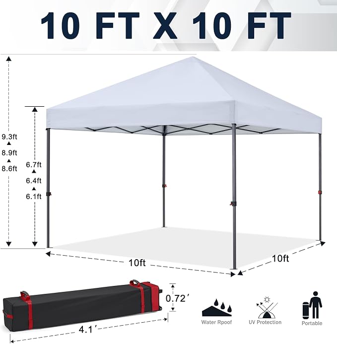 COOSHADE Durable Easy Pop Up Canopy Tent 10x10Ft, - Image 5