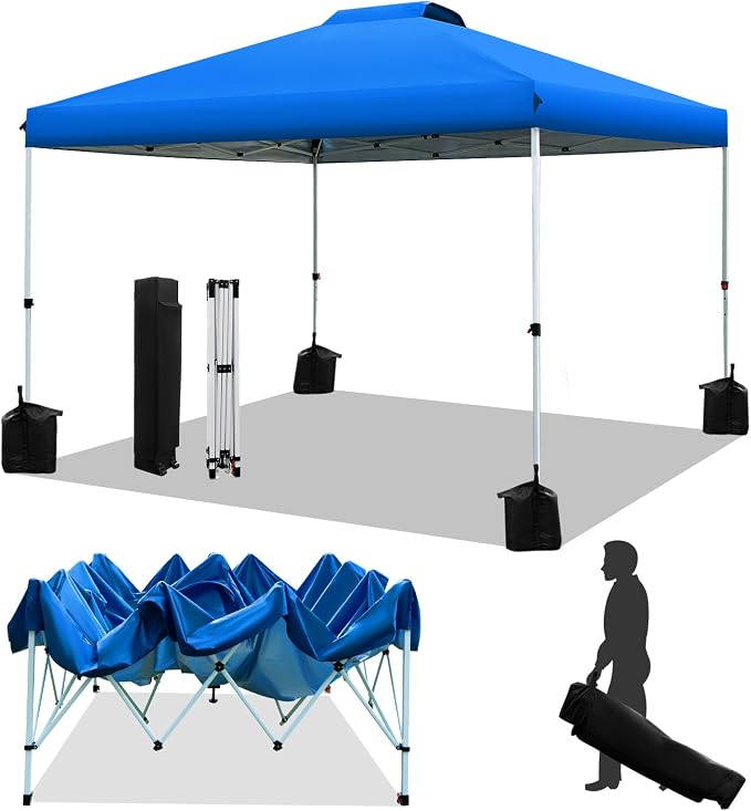 WEIZE Pop up Canopy Tent 10x10ft, 1-Button Push Setup, Instant Portable Shelter by WEIZE