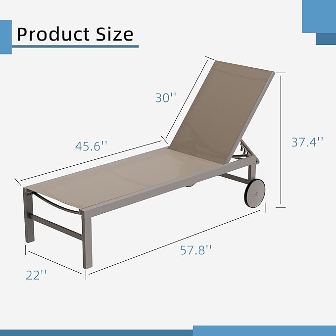 Shintenchi 2 PCS Outdoor Chaise Lounges Chair - Image 3