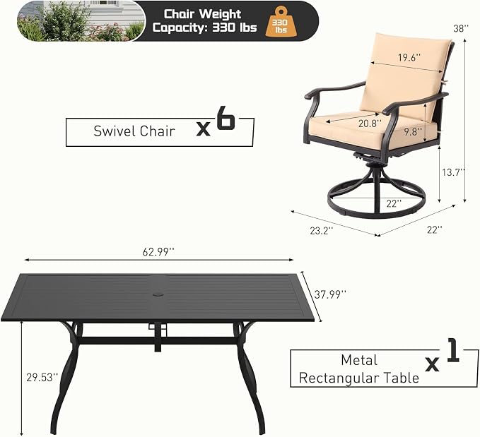 Outdoor Patio Dining Set, Outdoor Furniture Dining Set - Image 2