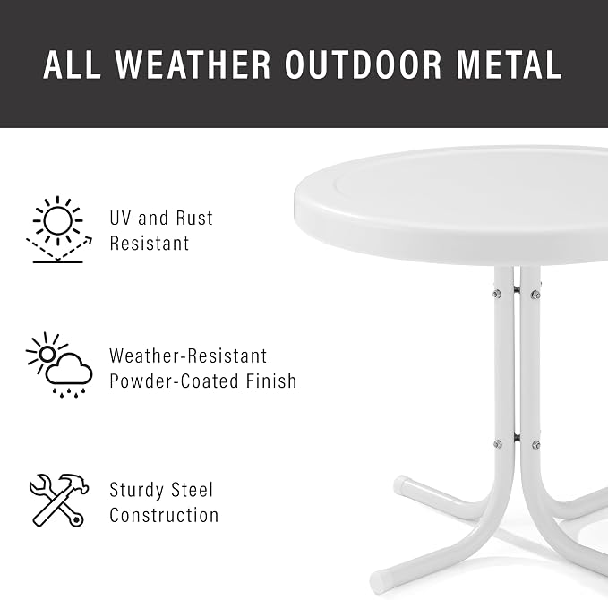 Crosley Furniture Griffith Weather Resistant Retro Metal Outdoor Side Table - Image 3