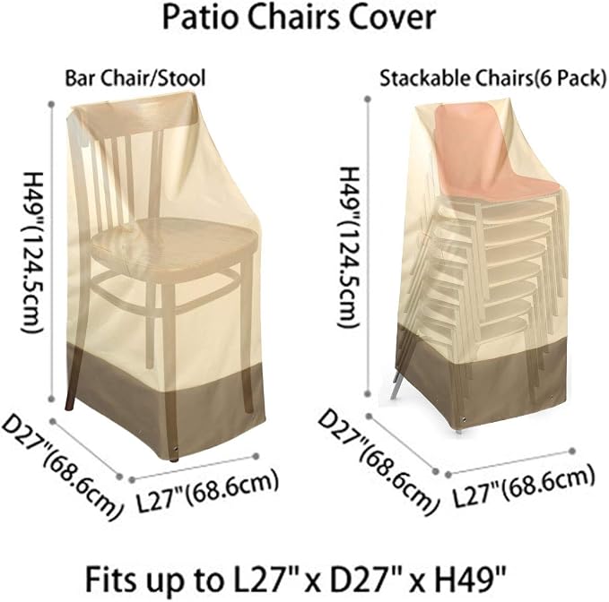RosieLily High Back Patio Chair Covers Waterproof Heavy Duty Stackable Outdoor - Image 3