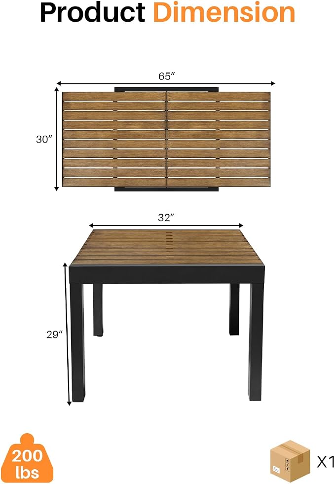Expandable Patio Dining Table, Never-Rust Aluminum Extendable Outdoor Dining - Image 3