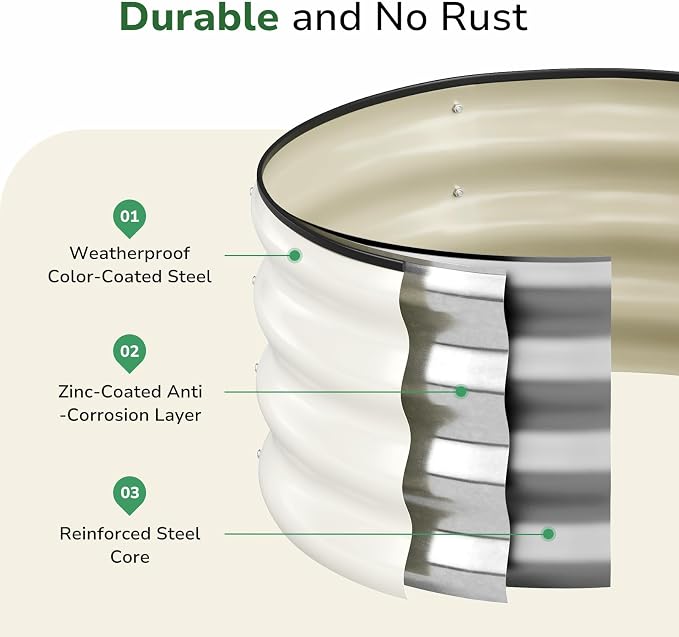 GreatBuddy 2x2x1 ft Round Galvanized Raised Garden Bed, Easy-Assembly Raised Bed - Image 5