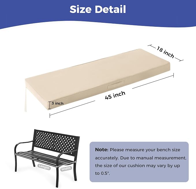 Outdoor Bench Cushions for Outdoor Furniture, Waterproof Bench Pillow, Fade - Image 5
