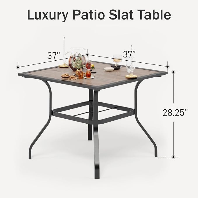 PHI VILLA 37" x 37" Patio Dining Table Outdoor Dining Furniture Umbrella Table - Image 3