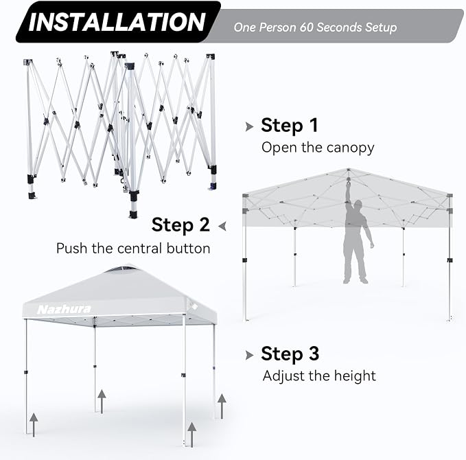 Nazhura 10' x 10' Pop Up Canopy Tent - Image 4