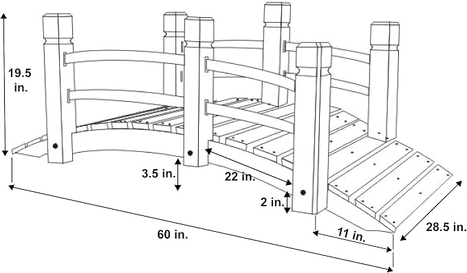 Shine Company 4981N 5 Ft. Cedar Wood Garden Bridge - Image 6