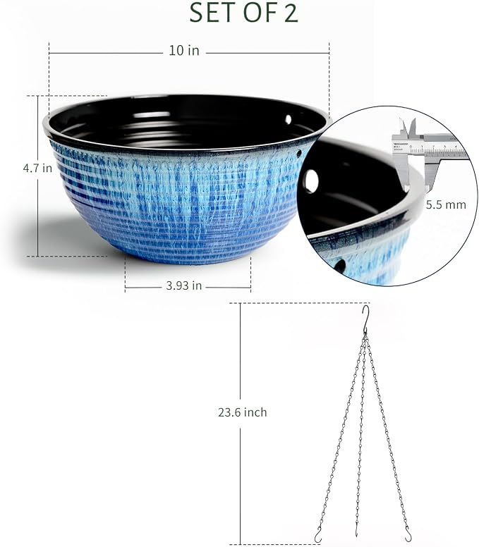 2 Pack Hanging Planters for Indoor Outdoor Plants, 10 Inch Hanging Planter - Image 4