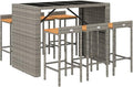vidaXL 3-Piece Stylish Patio Bar Set: Gray Poly Rattan & Solid Acacia Wood - by vidaXL