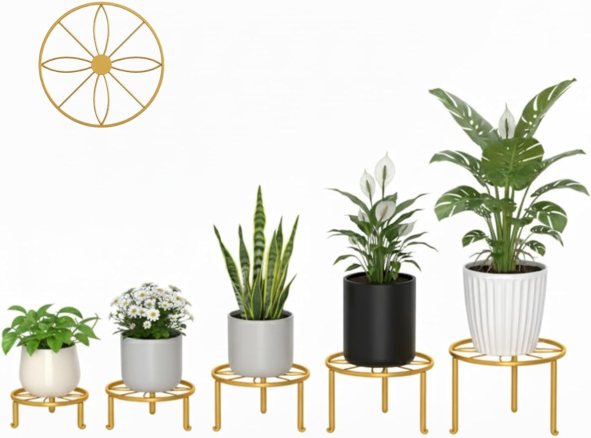 5-Pack Metal Plant Stand Indoor Anti-Rust Flower Display Stand Heavy Duty - Image 2
