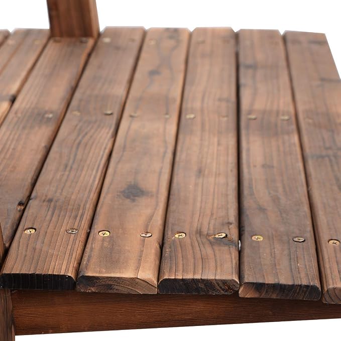 HAPPYGRILL Wooden Garden Bridge, Stained Finish Decorative Pond Bridge - Image 7