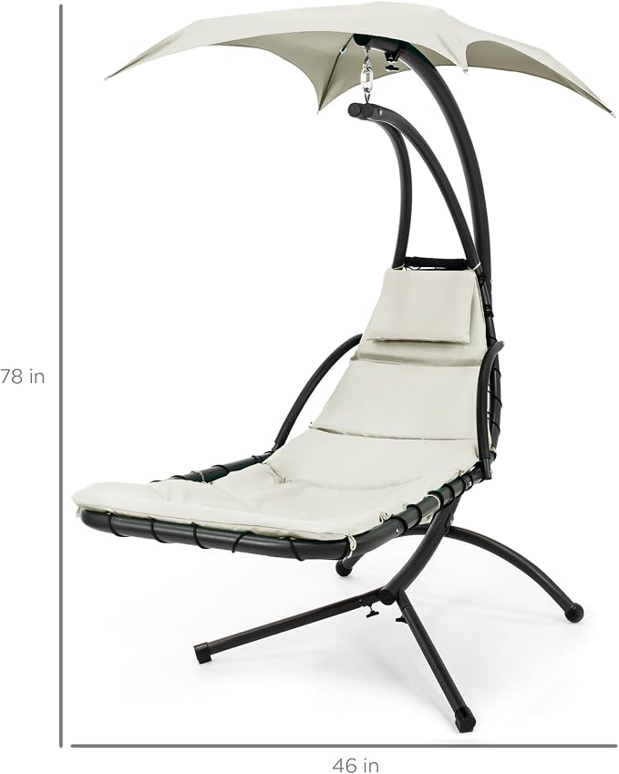 Best Choice Products Outdoor Hanging Curved Steel Chaise Lounge Chair Swing - Image 2