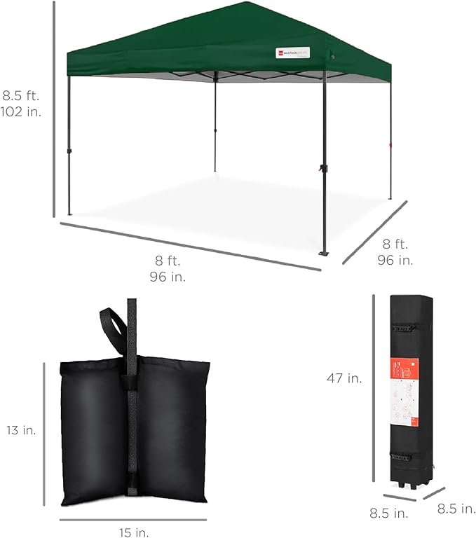 Best Choice Products 8x8ft Pop Up Canopy Tent, Outdoor Shade, 1 Person 1 Minute - Image 8