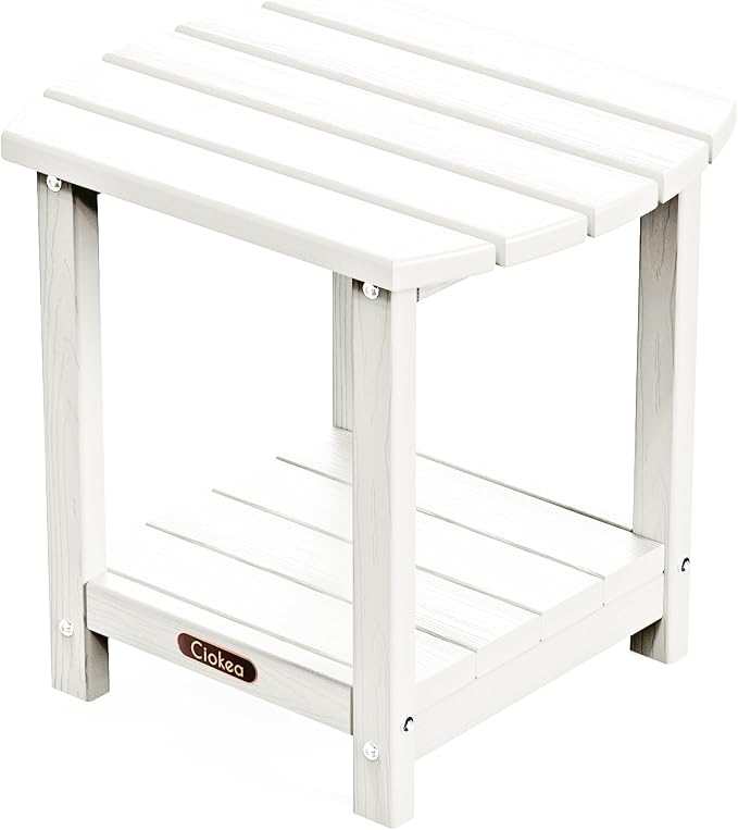 Ciokea Adirondack Outdoor Side Table, 2-Tier Sturdy Patio End Table Weather by CIOKEA
