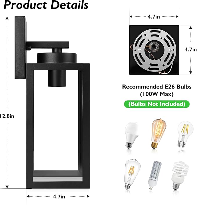 BesLowe Outdoor Wall Mount Light Fixture, Exterior Wall Lantern Waterproof - Image 7