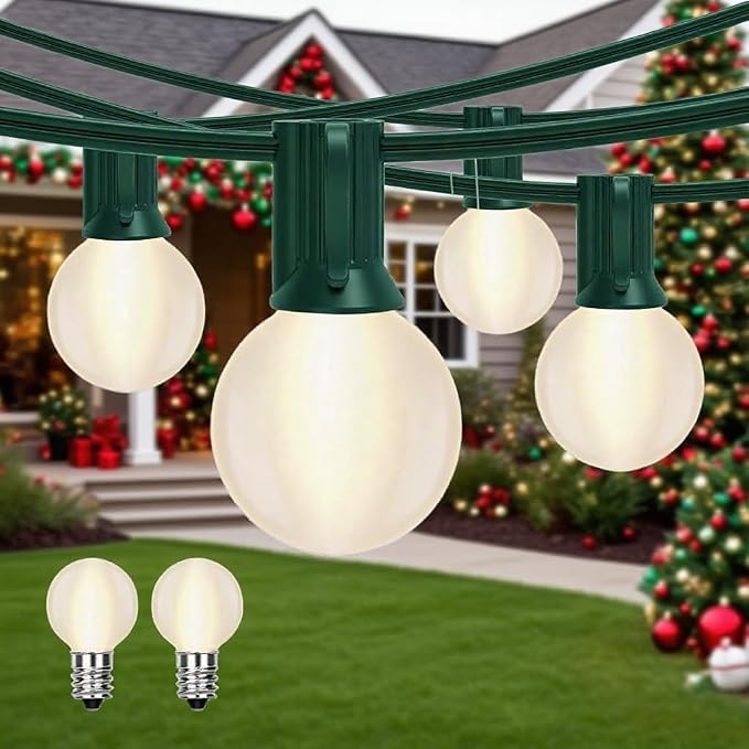 Abeja G40 Outdoor String Light, 25FT Frosted White Christmas String Lights by Abeja