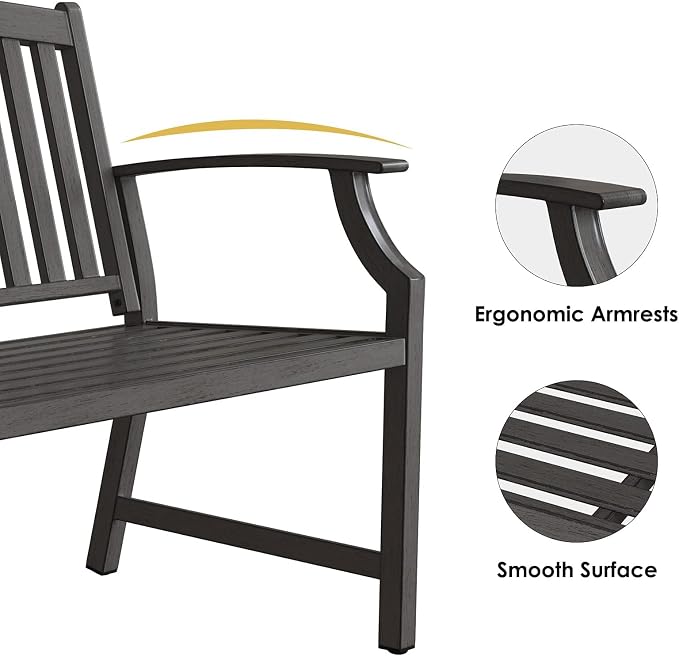Grand patio 52" Farmhouse Outdoor Bench, Garden Benches - Image 7