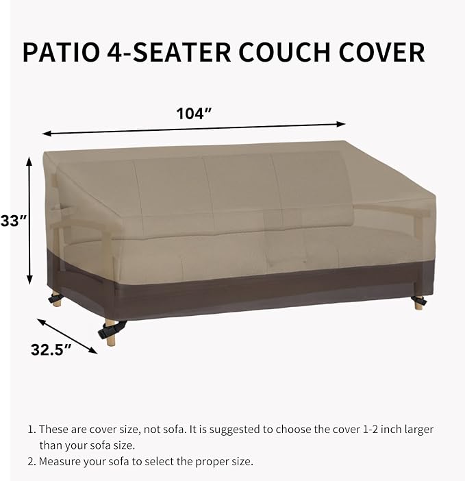 Easy-Going Waterproof Outdoor Couch Cover, Heavy Duty 4-Seater Patio Sofa Cover - Image 6