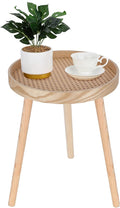 Small Side Table, Rattan Nightstand, Round End Boho Bedside Accent Mid-Century by ZYBTtoCreateHappyMemories