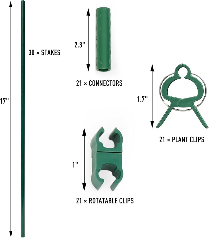 MAXPACE 93pcs Garden Stakes Kit: Includes 30 Sets of Fiberglass Plant Sticks - Image 3