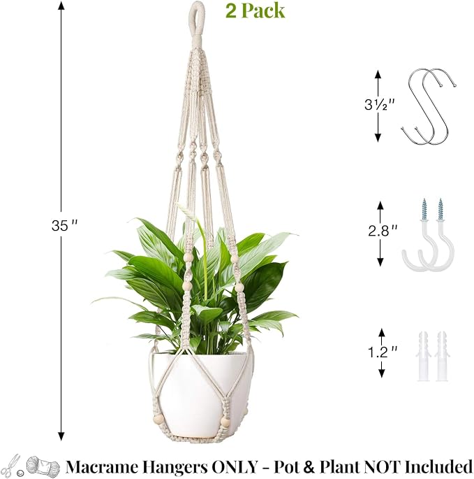 Macrame Plant Hanger Indoor Set of 2 - Image 3