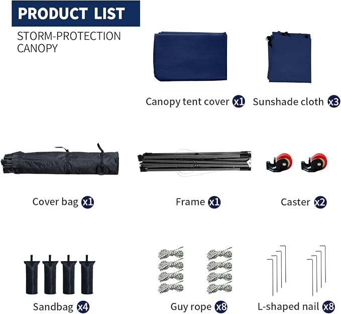 10x10 Pop up Canopy Tent with Sidewalls, Heavy Duty Waterproof Sun Shade Canopy - Image 7