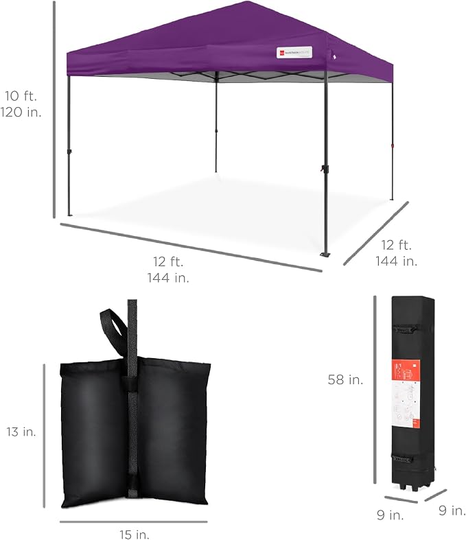Best Choice Products 12x12ft Pop Up Canopy Tent, Outdoor Shade, 1 Person 1 - Image 8
